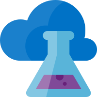 Azure logo, graphical flask with smoke on top