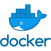 Docker logo, graphical shipping containers on whale